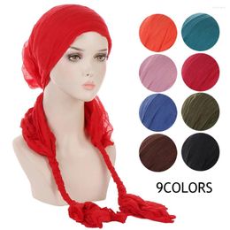 Scarves Women Ramadan Clothing Braid Hijabs For Elastic Muslim Turban Hijab Bonnets Elegant Arabic Headscarf Female