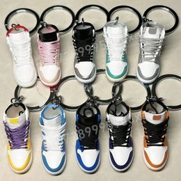 Keychains Lanyards Exquisite Sneakers Key Chain Gift Customised 3D Mini Sports Shoes Keychain Model Basketball Fans Souvenir Phone Fashion Pendant 231025