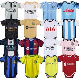 Baby Shirt 2023 Real Madrids Argentina PSGes Baby Football jersey 23 24 LVP NAPOLI Brazils Barcelona Home Arsen Football Kids CFC Milan city Naples boys Shirt shorts