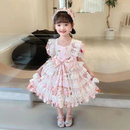 Girl Dresses Baby Clothing Spanish Vintage Lolita Princess Ball Gown Lace Bow Print Design Birthday Party Easter For Girls A2334