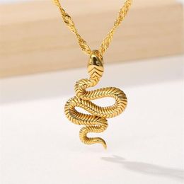 Snake Necklace For Women Men Stainless Steel Gold Chain Pendants Necklaces Fashion Jewelry Birthday Gift Collier Choker Femme Pend249j