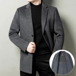 Men's Suits Fashion Business Gentleman English Style Wool Double Sided Trend Casual Handsome Slim Wedding Stand Collar Blazer
