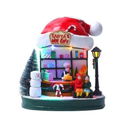 Christmas Decorations Decoration Luminous Music House Village Cafe Window Tree Home Gift Resin Crafts 16x12x17 cm 231025