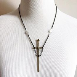 Pendant Necklaces Goth Valkyrie Necklace Gothic Sword Dagger Retro Punk Sun Fashion Neo-Gothic Warrior Jewellery 2023