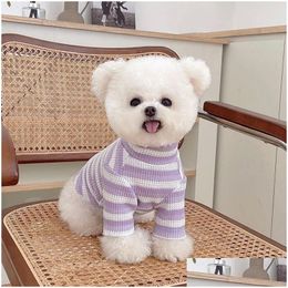 Dog Apparel Dogs Clothing Cat Candy Colour Stripe Shirts Clothes Waffle Plaid Small Spring Autumn Comfortable Costume Cute Pet Products Dh50J