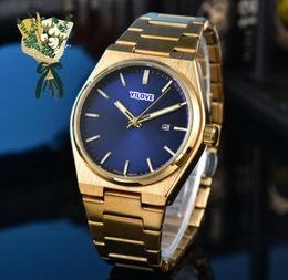 Popular Automatic Quartz Movement Watches Three Needles Stainless Steel Strap Chain Sapphire Mirror Waterproof Men Business Wristwatch Casual Bracelet Gifts