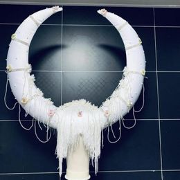 Stage Wear Cosplay Party Show Hats Bar Dj White Horns Headdress Halloween Costumes Dropshiping