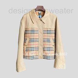 Women's Jackets Designer High end 23 Autumn/Winter Polo Collar B Plaid Spliced Casual Coat Windbreaker Jacket Y83H