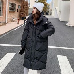 Women's Trench Coats Oversized Winter Coat Women Parka Hooded Long Cotton Jacket Warm Quilted Sleeve Korean Fashion Bread Puff