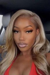 5x5 HD Transparent Lace Frontal Wig Pre Plucked Ombre Honey Blonde Lace Front Wigs Colored Human Hair Wigs with Brown Root 130%density