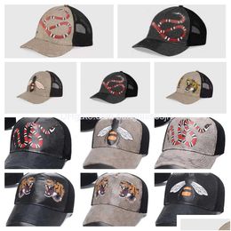 Designer Snapbacks Tiger Head Hats Bee Snake Mesh Fashion Fitted Embroidery Adjustable Football Basketball Beanies Flat Hat Hip Hop