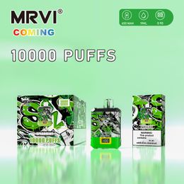 MRVI Coming 1000 퍼프 10K 일회용 vape 전자 담배 19ml 포드 충전 가능한 650mah vape 배터리 메쉬 코일 vapes 디지털 화면으로 일회용 퍼프