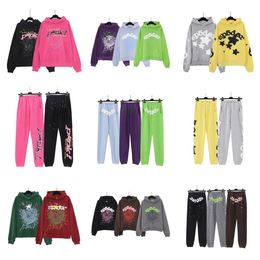 Designer Uomo Donna Felpe con cappuccio Felpe Nero Marrone Spider Felpa con cappuccio Real Photo Tuta Spider Web Pullover Sp5der 555555 Pantaloni sportivi Set Marea hip hop