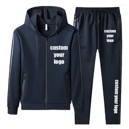 Men's Tracksuits Customised Autumn And Winter Set Solid Colour Sportswear Hooded Casual Fashion Jogging Street Wear