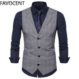 Men's Suits Blazers Mens Suit Vest Fashion Slim Fit Thin Plaid Men Waistcoat Tops Slim Business Vest Waistcoat Man England Style Male Leisure Suits Q231025