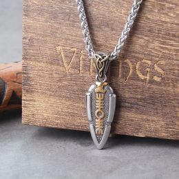 Pendant Necklaces Norse Mythology Odin's Spear Necklace Men Stainless Steel Gungnir Arrowhead Viking Rune Amulet Icelandic Jewelry