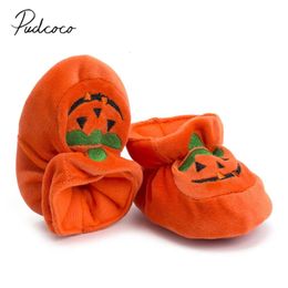 İlk Walkers Marka Cadılar Bayramı Pumpkin İlk Yürüyüşçüler Toddler Bebek Bebek Erkekler Günlük Beşik Ayakkabı 0-18m Pamuk Elastik Bel Yumuşak Ayakkabı 231024
