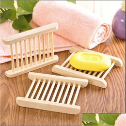 Soap Dishes Bamboo Wood Soap Dish Savers Soaps Holder For Bathroom Keep Bars Dry Clean Easy Cleaning Drop Delivery Dhhad