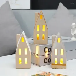 Candle Holders Ins Scandinavian Ceramic Small House Creative LED Chandelier Europe And The United States Holiday Night Light Decoration