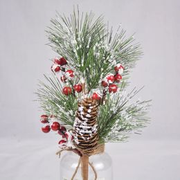 Christmas Decorations Artificial Christmas Red Berry Stem With Pine Cone Frosted Pine Needle Branches 6 Pack Home Garden Artificial Flower Decoration 231023
