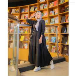 Ethnic Clothing Loose Women Hijab Shirt Dress Muslim Long Sleeve Maxi Vestidos Female Button Robe Femme Musulman High Wasit Solid Sundress