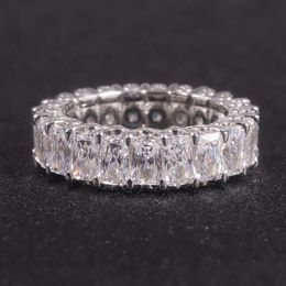 Ol1422 Abiding Fine Jewelry Radiant Cut 3x5mm Moissanite Diamond 925 Sterling Silver Engagement Eternity Band Ring