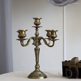 Candle Holders Candlestick Metal Vintage Black Lantern Centerpieces Pedestal Oil Burner Jarrones Home Decor Fg09