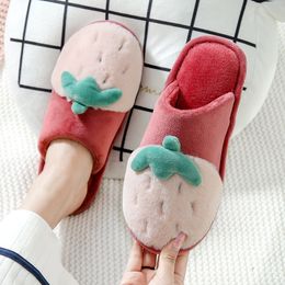 Cotton slippers women's winter new warm thick bottom yellow blue Apple decoration cute home couple plush indoor slippers winter size 36-41