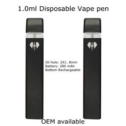 1.0ml Empty Disposable Vape Pen 280mah Rechargeable Battery Thick Oil Stater Kits 1 Gramme Vaporizer Devices D7 Allow OEM Electronic Cigarettes