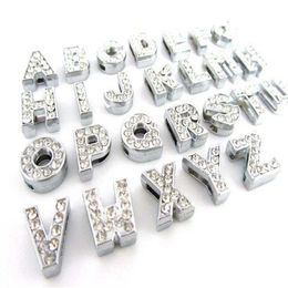 CHEAP 260Pcs Lot DIY Slide Letters With Rhinestone Charms For 10mm 8MM Pet Dog Collars 2633