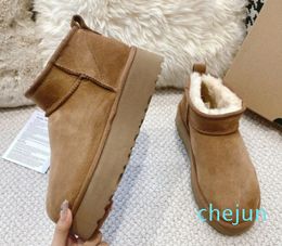 Women Classic Mini Platform Boot Ultra Matte Fur Snow Boots Wool Blend Comfort Winter Ankle Booties