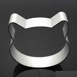 Baking Pastry Tools Wholesale- Cat Head Shaped Christmas Kitchen Aluminium Alloy Fondant Cookie Cake Sugarcraft Plunger Cutter Drop De Dhzo6