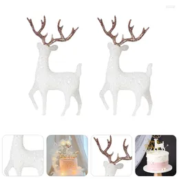 Festive Supplies Christmas Reindeer Deer Mini Figurines Decoration Decor Cake Decorations White Elk Standing Statue Ornament Topper Cupcake