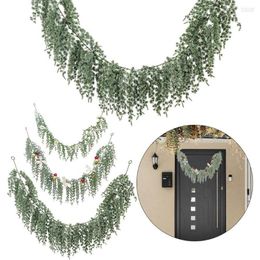 Decorative Flowers Artificial Green Plants Year Christmas Garland Wreaths Home Party Decoration Pine Tree Rattan Hanging Ornament For Kids