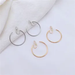 Backs Earrings Gold Colour Geometric Round Ear Clip Non Pierced Metal Simple Big Hollow Earings Without Piercing Women Jewellery Earcuffs