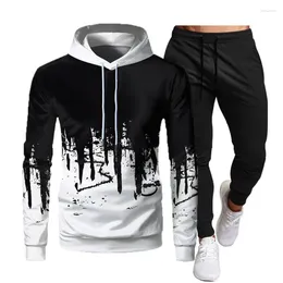 Men's Tracksuits Hooded Sports Shirt Splash Suit Fashion Large Size Elegant Set Leisure Of Two Pieces For Clothes Men Track Groups Pant Gym