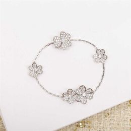 2022 Pure 925 Sterling Silver Jewelry Women Flower Cherry Bracelet Party Wedding Diamond Luxury Brand Top Quality Lock Cute229S