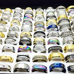 Whole Bulk Lot 50PCs Men's Women's Mix Styles Stainless Steel Ring Party Engagement Jewellery Bands Rings252C