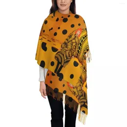 Scarves Yayoi Kusama Mystery Shawl Wrap For Womens Winter Warm Long Soft Scarf Yellow Pumpkin Dots Pashminas Tassel