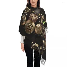 Ethnic Clothing Retro Steampunk Parapunk Metall Scarf Wrap For Women Long Winter Fall Warm Tassel Shawl Unisex Fighter Pilot Scarves