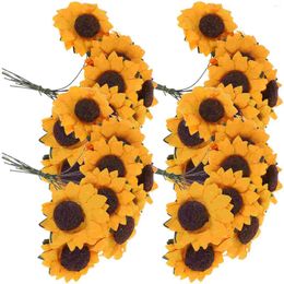 Decorative Flowers 100 Pcs Artificial Flower Bride Wedding Decorations Tables Sunflower Cupcake Toppers Butterflies For Bouquets