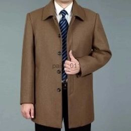 Men's Jackets 2023 Men Winter Long Coat Woolen Coat Men Pea Coat Winter Jackets Autumn Mens Wool Blend Overcoat Trench Coat Man Long Jacket YQ231025