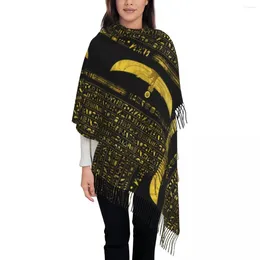 Scarves Golden Egyptian God Scarf For Womens Winter Fall Cashmere Shawls And Wrap Ancient Egypt Large With Tassel Ladies