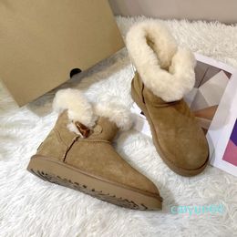 Women Australia Classical Snow Boot Womens Slippers Ultra Mini Platform Booties Winter Suede Wool Ladies Warm Fur Ankle Bootes