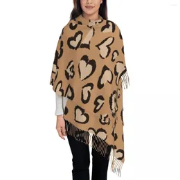 Scarves Leopard Brown Heart Shawls Wraps For Womens Winter Warm Long Soft Scarf Cute Cool Pashmina Shawl