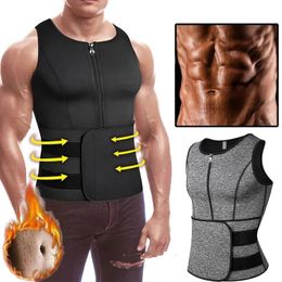 1PC Men's shaped sweatshirt men's waist training vest neoprene adjustable body shape for exercise dual zipper sauna set 231025