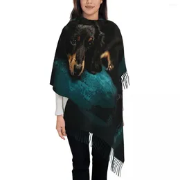 Scarves Adorable Dachshund Scarf For Women Winter Fall Pashmina Shawls And Wrap Furry Dog Cute Long With Tassel Lightweight