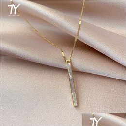 Pendant Necklaces Titanium Steel Colour Fast Chain Shell Long Pendant Necklace For Women Fashion Luxury Girls Clavicle Jewellery Drop Del Otszn