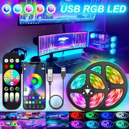 Wifi 1-30M USB Led strip light RGB 5050 Bluetooth application control Luces flexible diode decoration for living room 231025