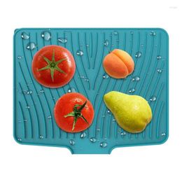 Table Mats Kitchen Silicone Dish Drying Mat Heat Resistant Draining Tableware Slope Opening Foldable Durable Non Slip